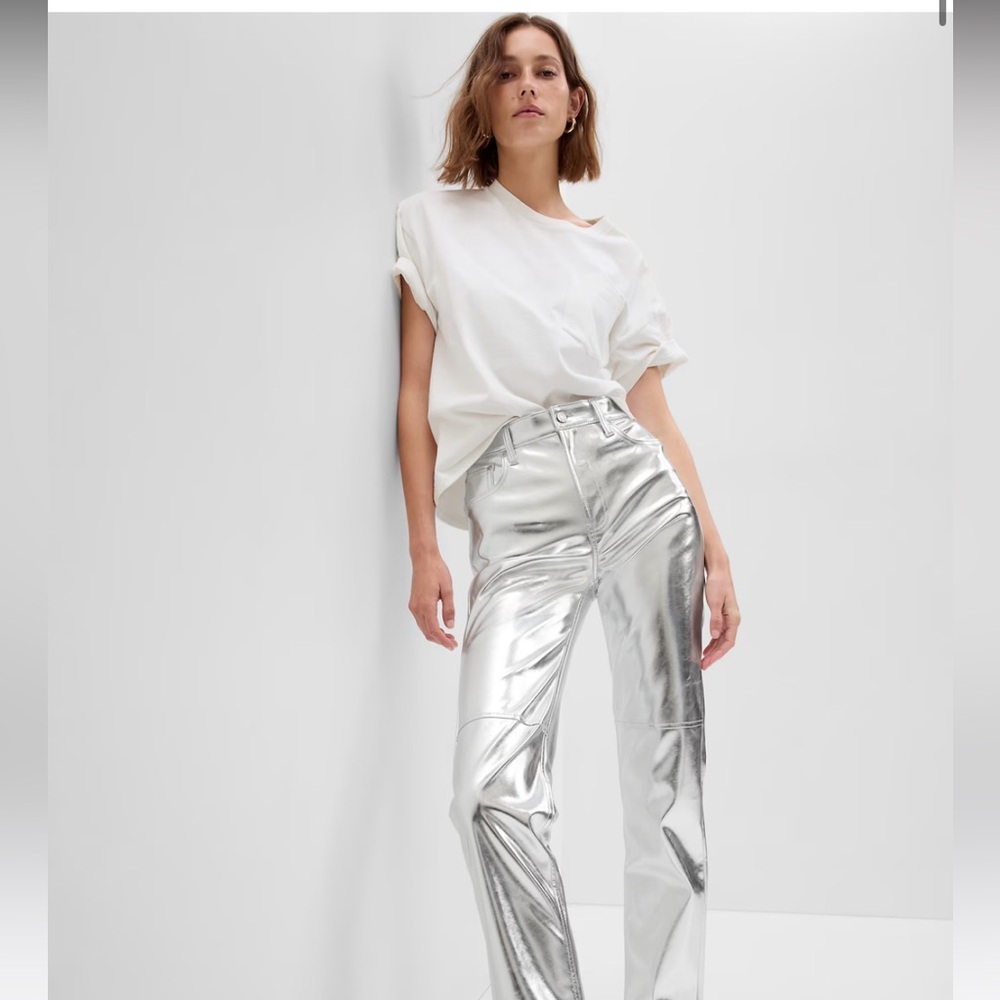 Vegan Leather Silver Pants NWT
